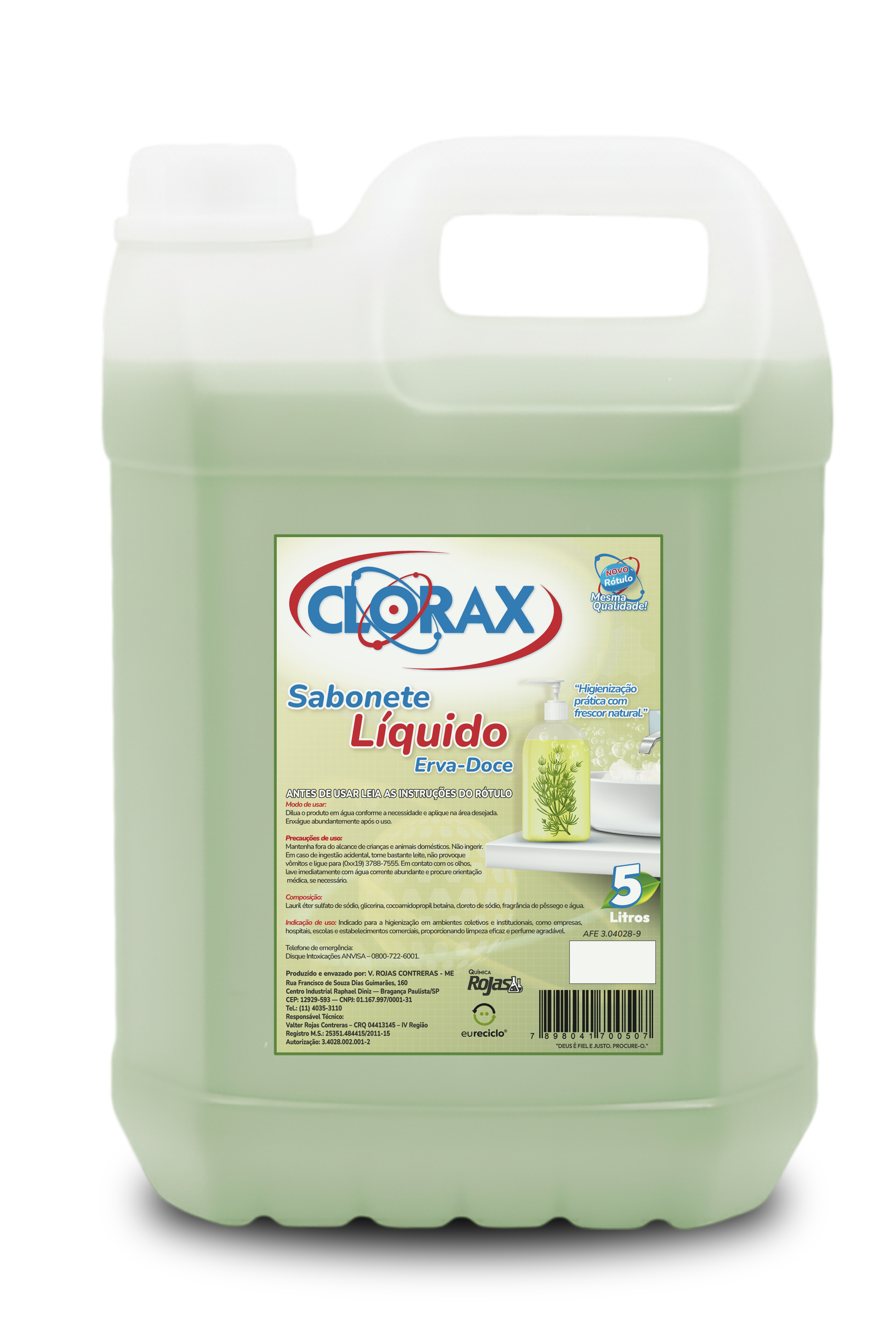 Garrafa de 5L do Sabonete Líquido Erva-Doce